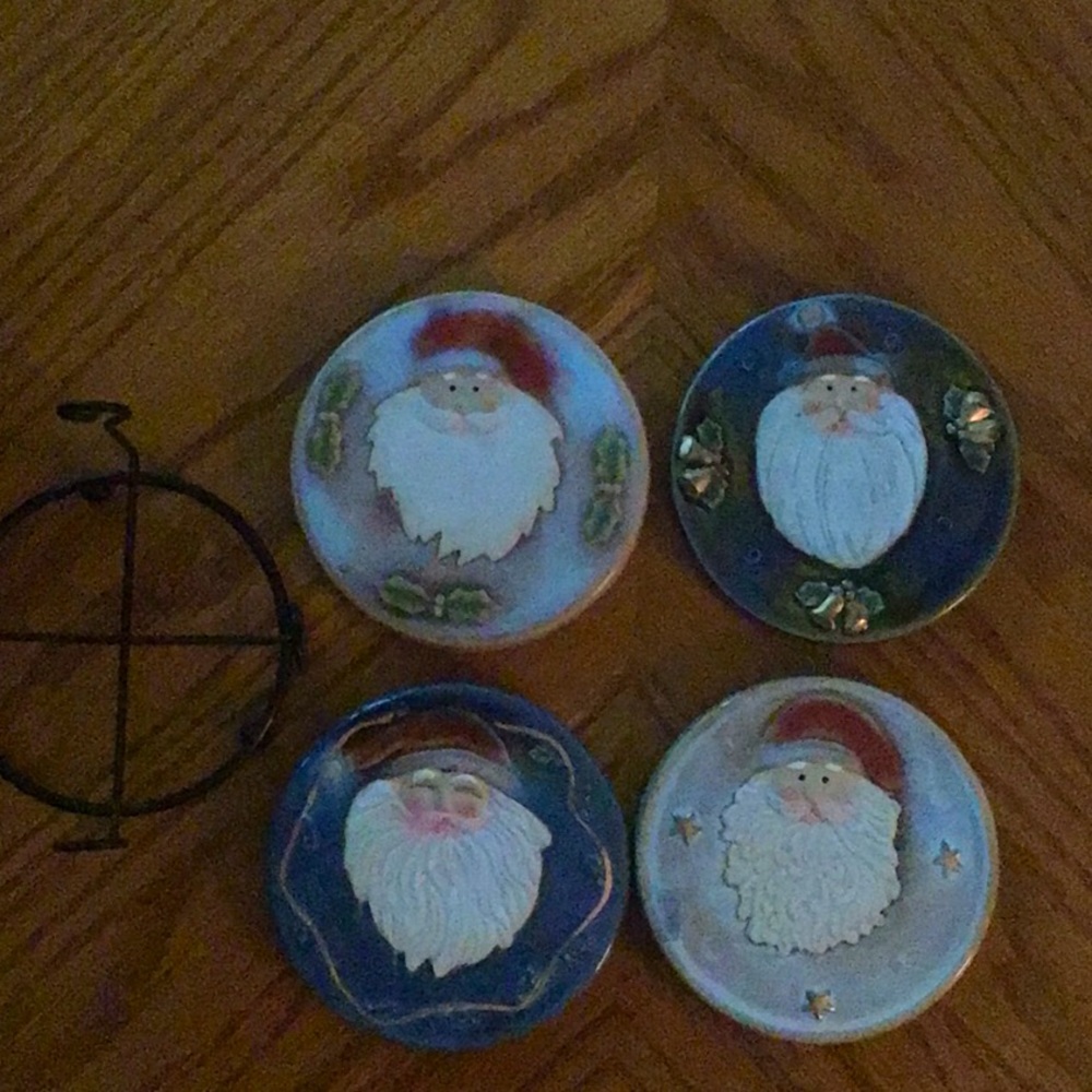 Set of 4 ceramic Santa drink coasters